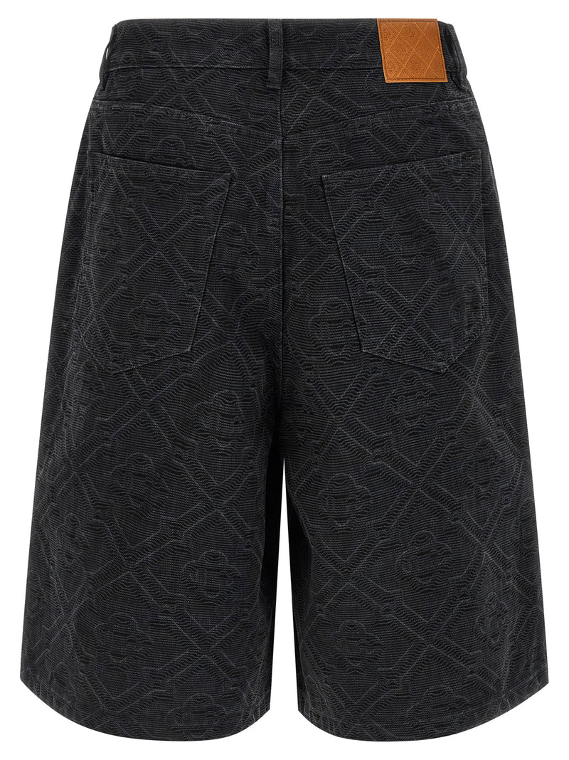 Casablanca Casablanca Laser Monogram Denim Bermuda Shorts