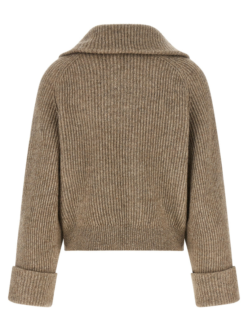 Brunello Cucinelli Brunello Cucinelli Shiny Zipper Pull Cardigan