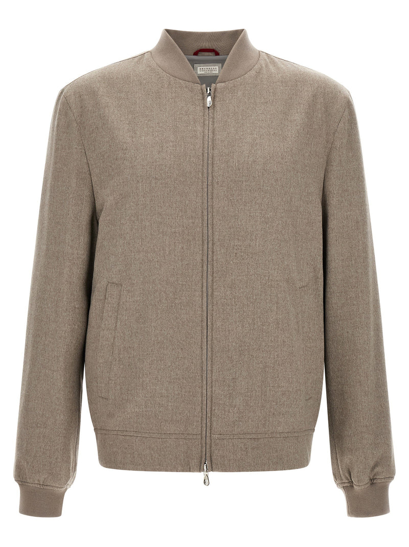Brunello Cucinelli Brunello Cucinelli Light Flannel Bomber Jacket
