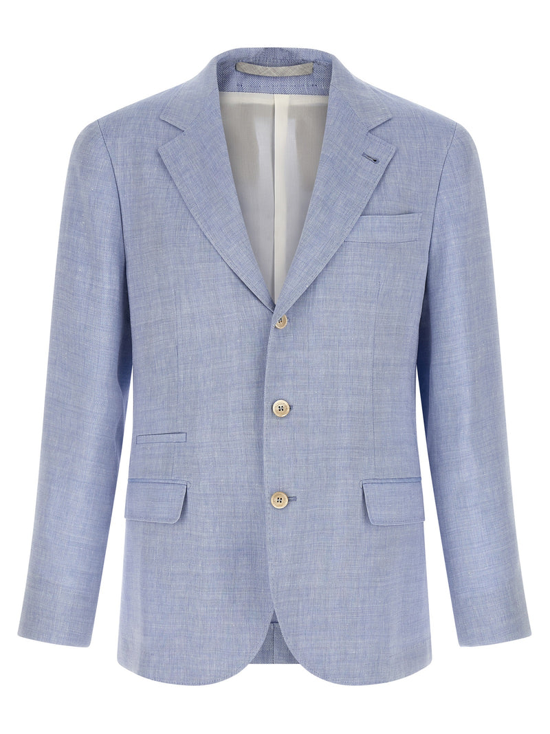Brunello Cucinelli Linen And Wool Chevron Blazer | Urbalenti | Urbalenti... | Urbalenti™ NYC