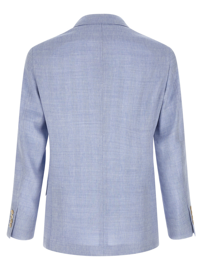 Brunello Cucinelli Linen And Wool Chevron Blazer | Urbalenti | Urbalenti... | Urbalenti™ NYC