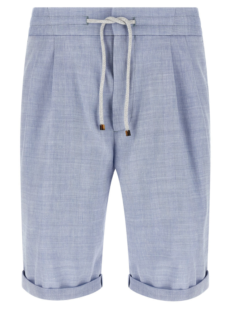 Brunello Cucinelli Linen And Wool Chevron Bermuda Shorts | Urbalenti | U... | Urbalenti™ NYC