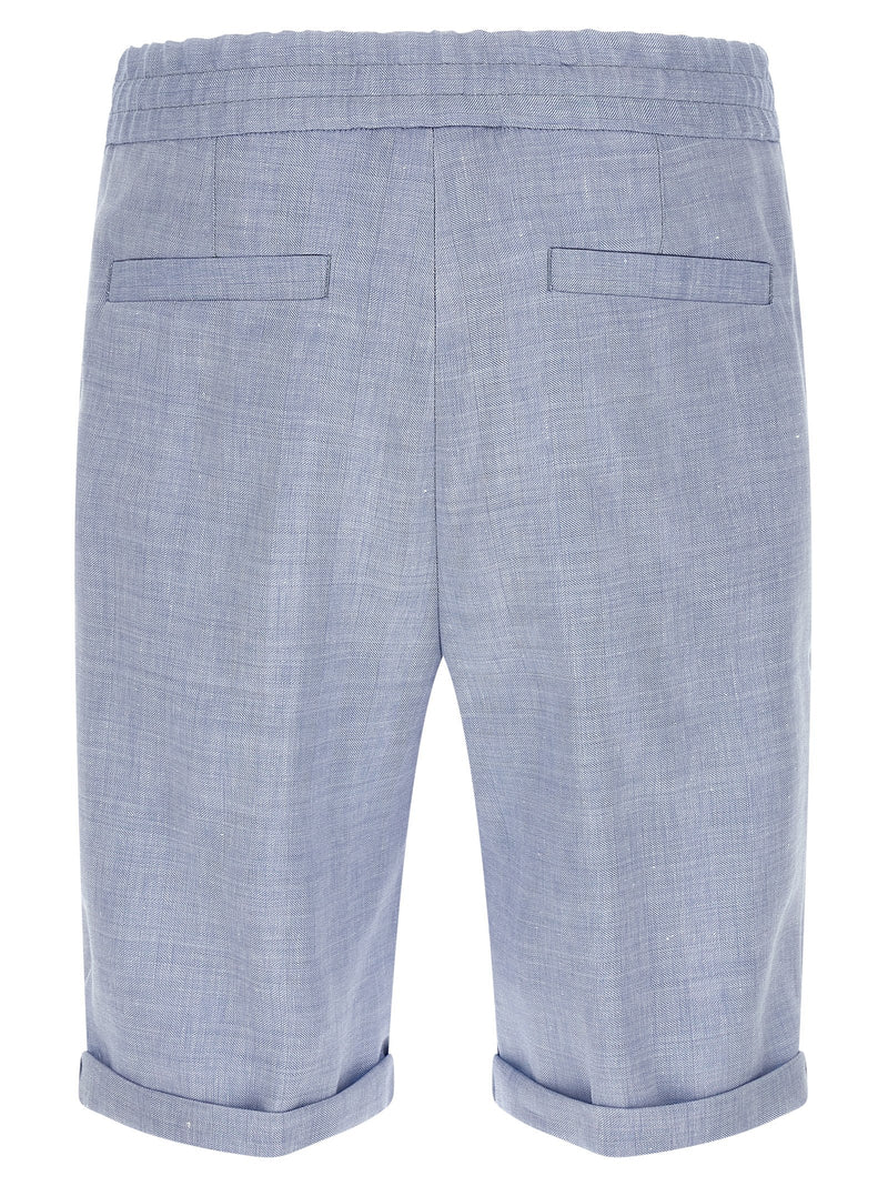 Brunello Cucinelli Linen And Wool Chevron Bermuda Shorts | Urbalenti | U... | Urbalenti™ NYC