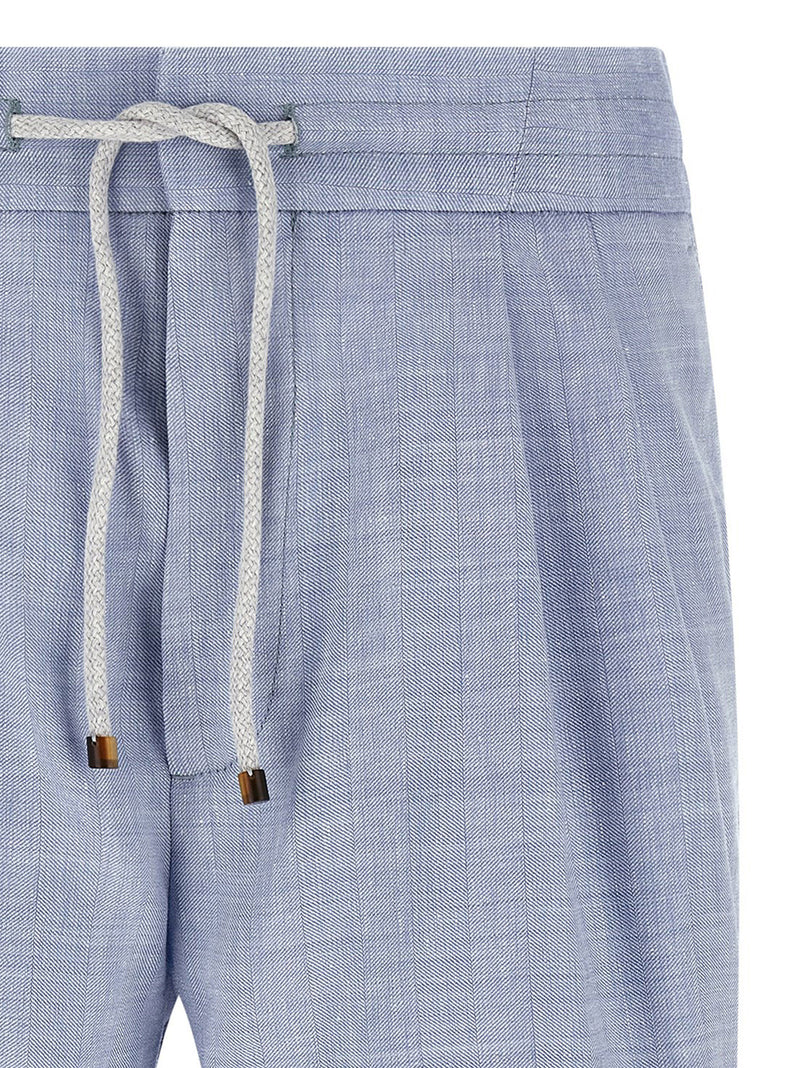Brunello Cucinelli Linen And Wool Chevron Bermuda Shorts | Urbalenti | U... | Urbalenti™ NYC