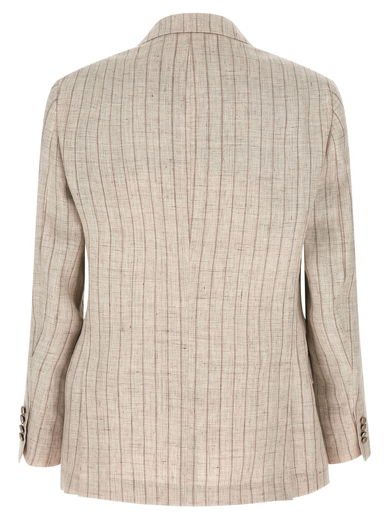 Brunello Cucinelli Pinstripe Twill Blazer | Urbalenti™ NYC