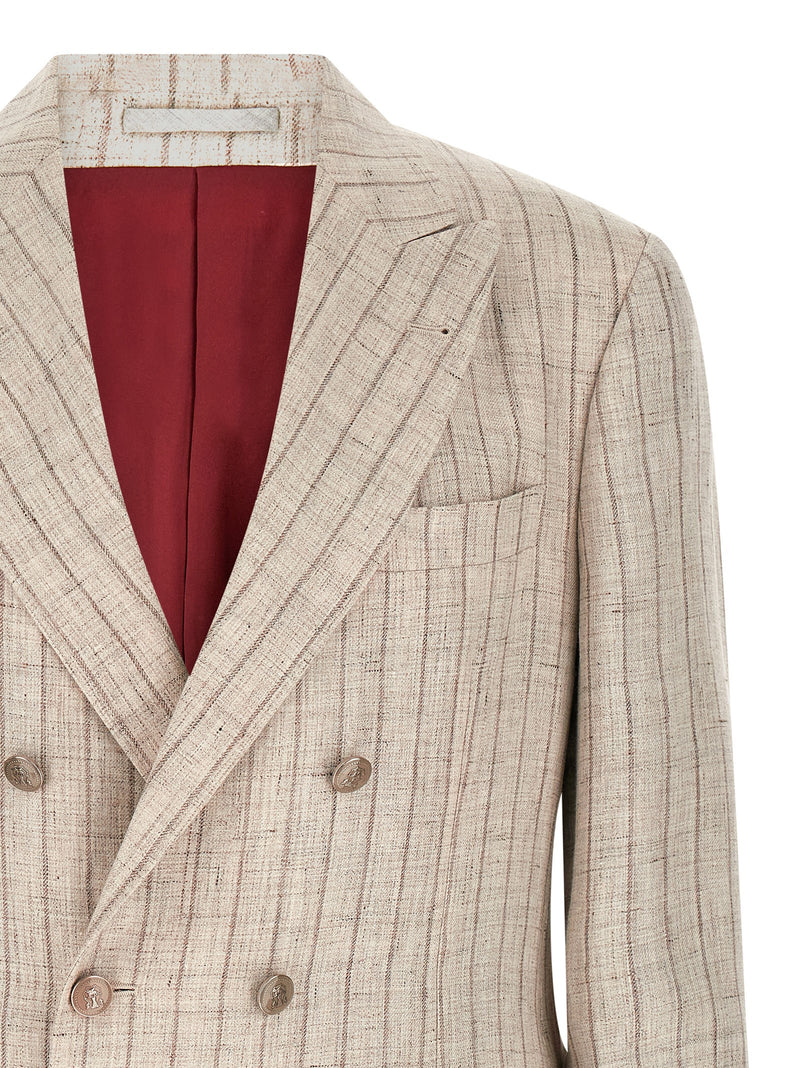 Brunello Cucinelli Pinstripe Twill Blazer | Urbalenti™ NYC