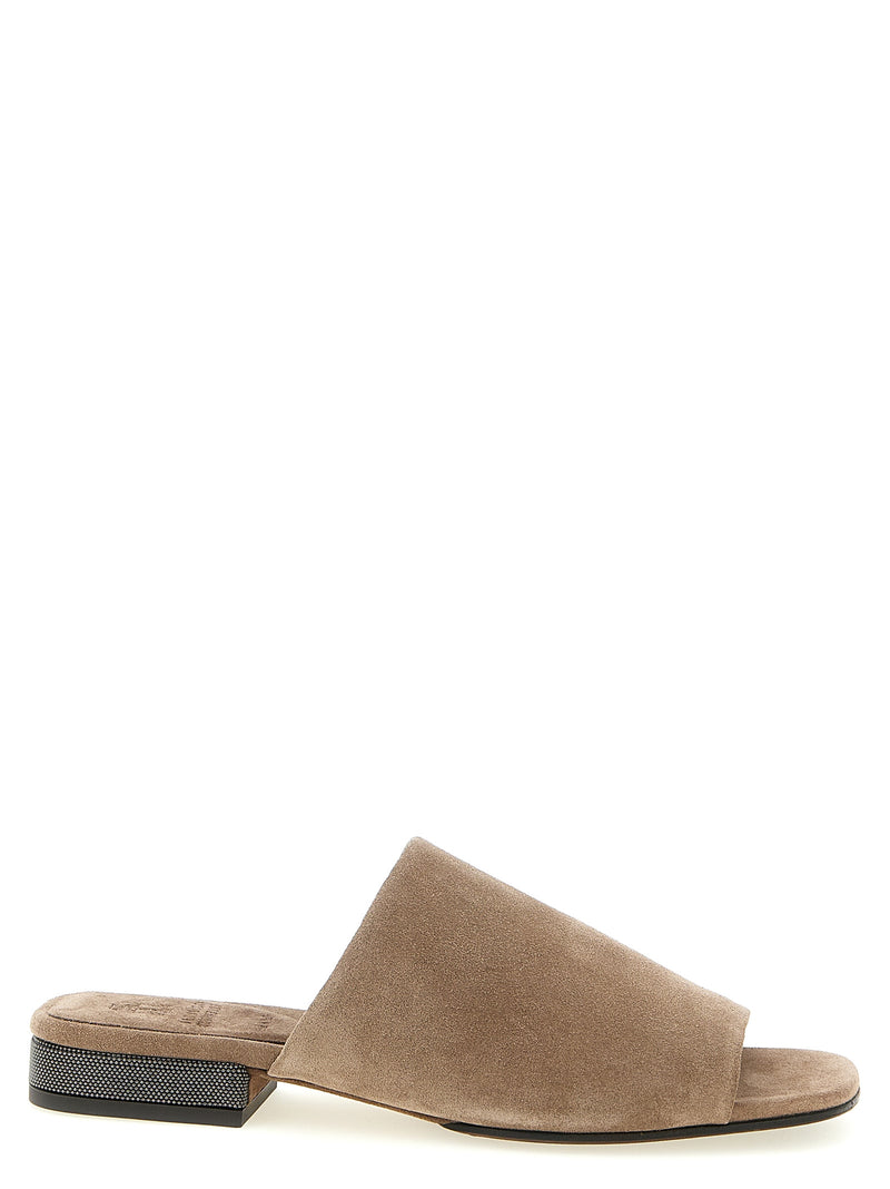 Brunello Cucinelli Monile Suede Sandals | Urbalenti™ NYC