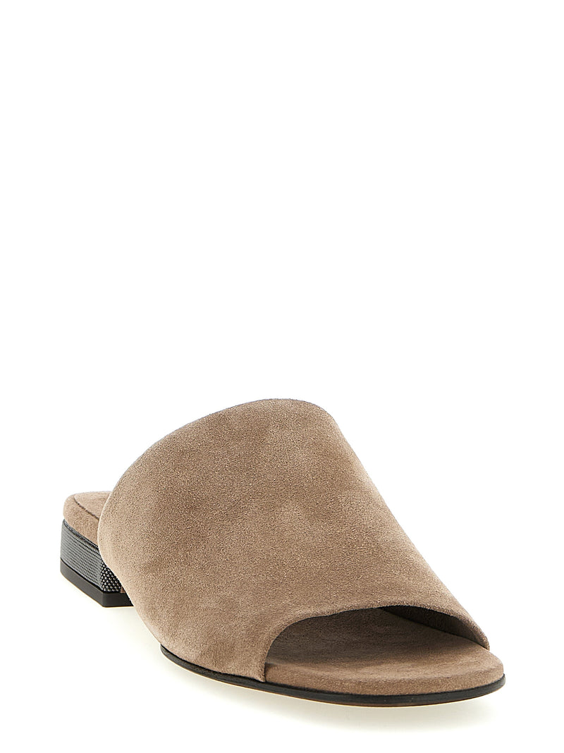 Brunello Cucinelli Monile Suede Sandals | Urbalenti™ NYC