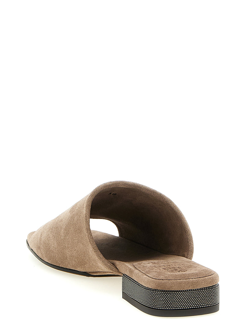 Brunello Cucinelli Monile Suede Sandals | Urbalenti™ NYC