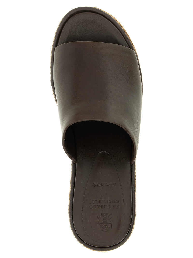 Brunello Cucinelli Brunello Cucinelli Leather And Raffia Wedges
