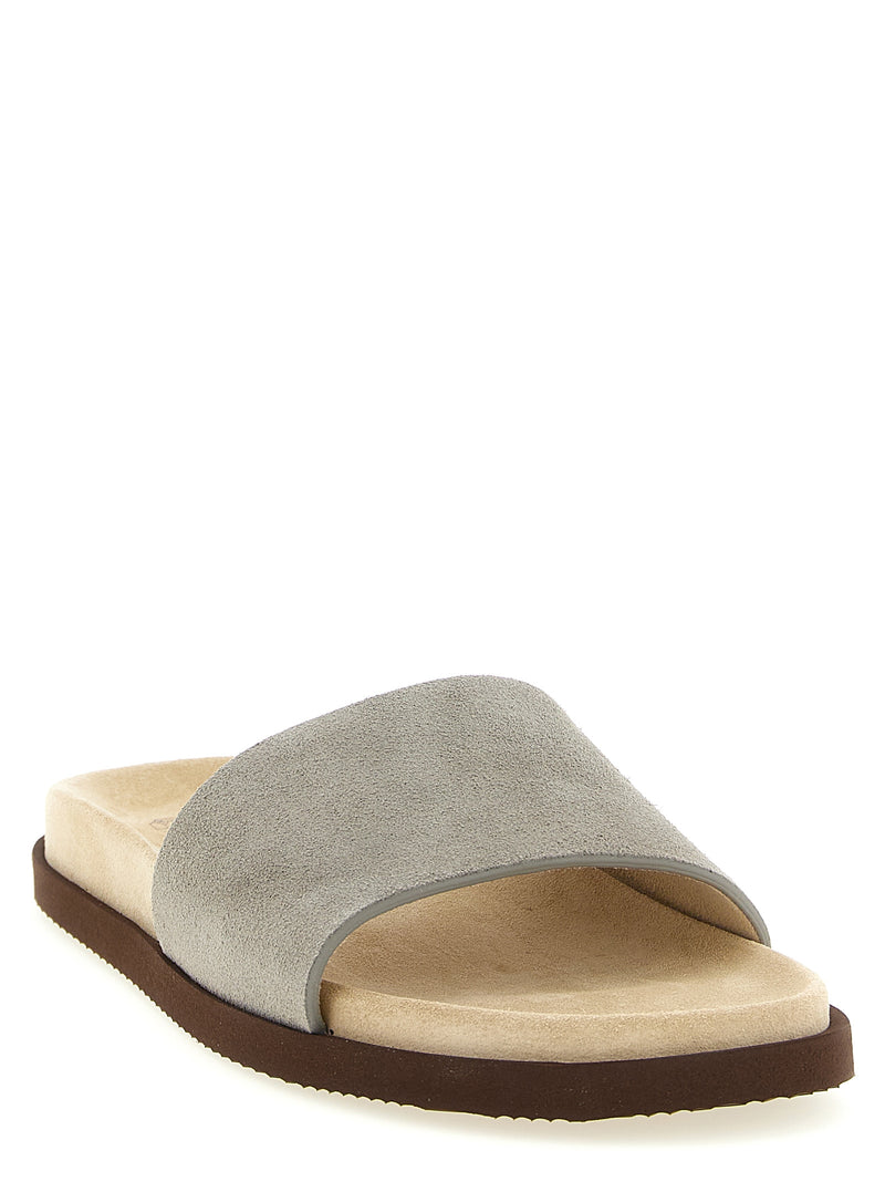 Brunello Cucinelli Suede Slides - Suede - Style 6CDK54 | Urbalenti | Urb... | Urbalenti™ NYC