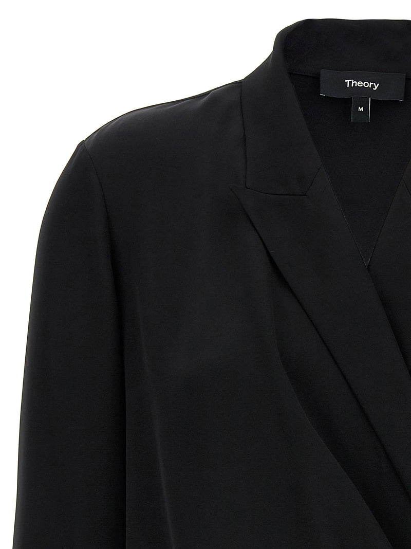 Theory Pk Label Wrap Blouse | Urbalenti™ NYC