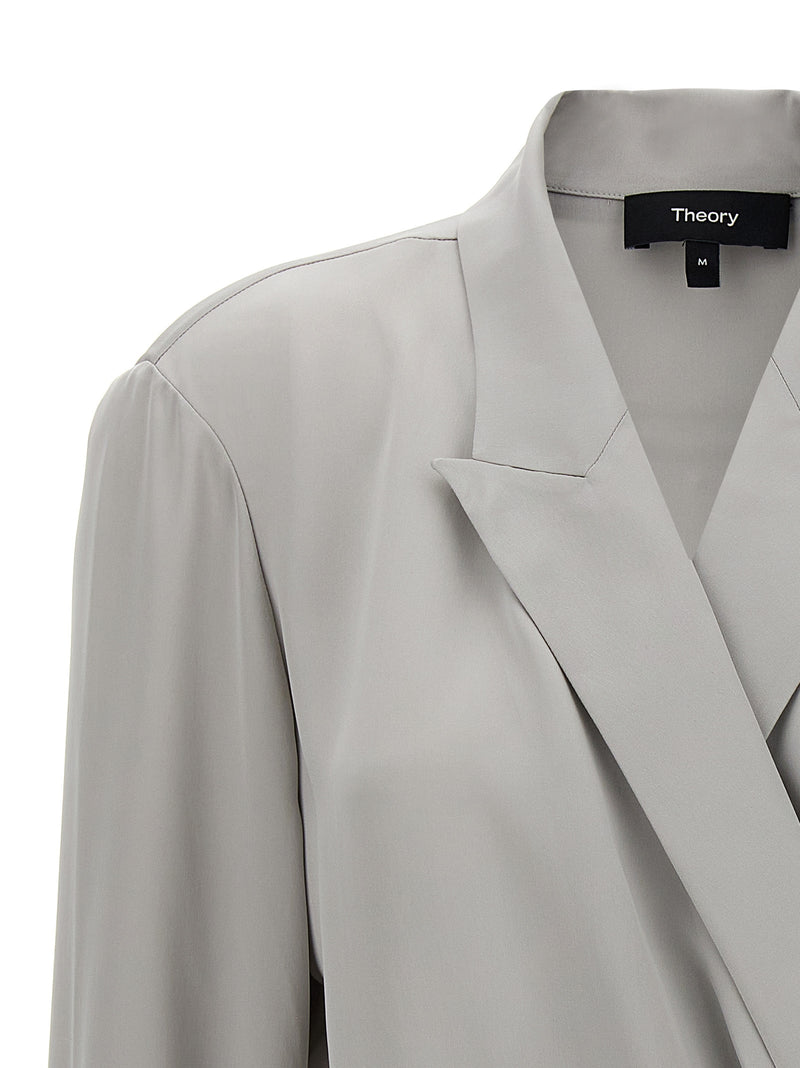Theory Pk Label Wrap Blouse Variant 2 | Urbalenti™ NYC