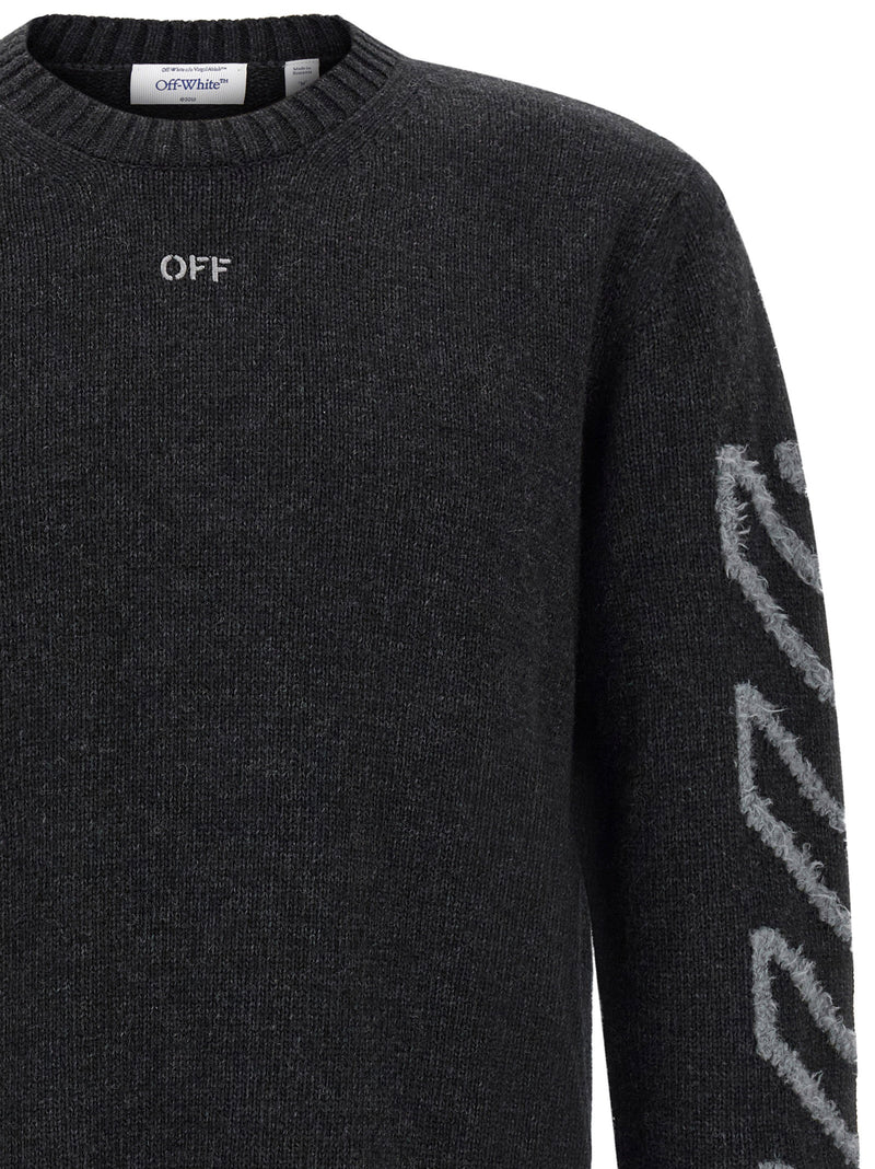 Off White Off White Diag Arrow Fuzzy Sweater With Intarsia