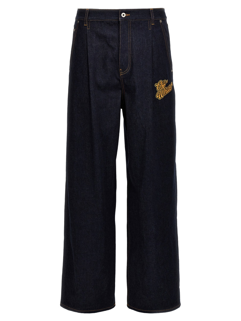 Off White Baggy Tapered Jeans | Urbalenti™ NYC