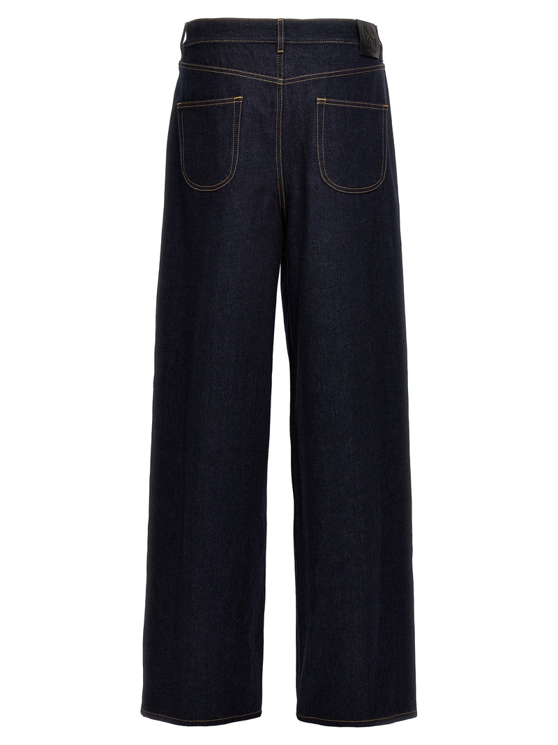 Off White Baggy Tapered Jeans | Urbalenti™ NYC