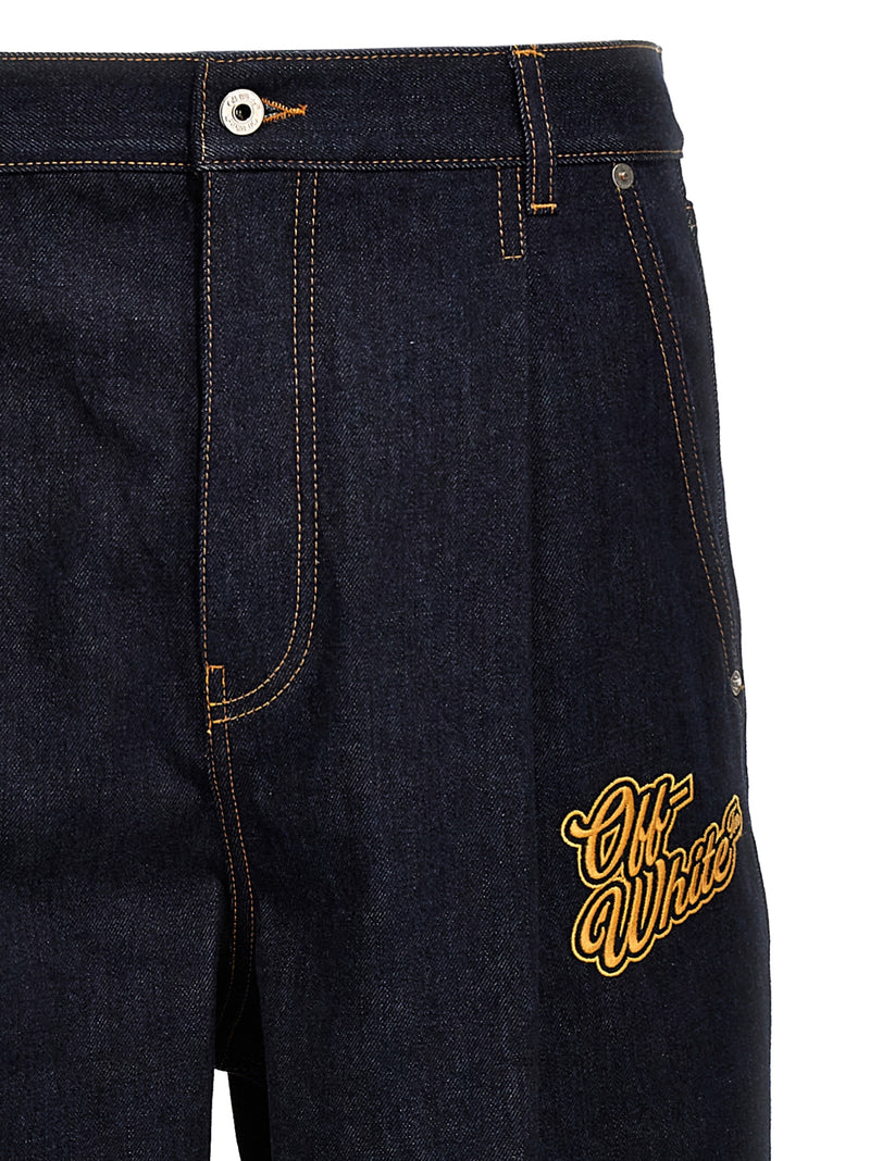 Off White Baggy Tapered Jeans | Urbalenti™ NYC