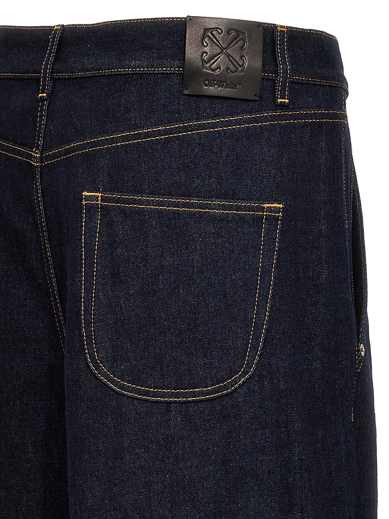 Off White Baggy Tapered Jeans | Urbalenti™ NYC