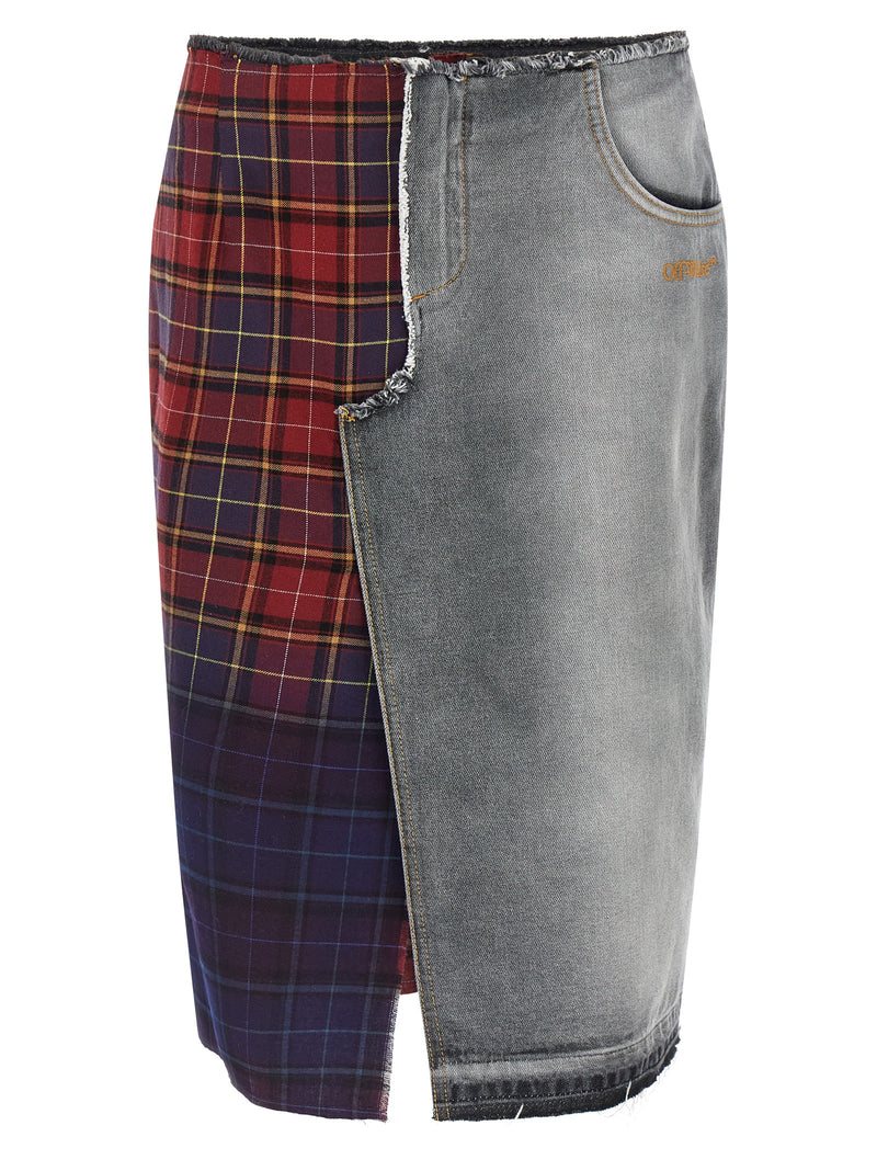 Off White Patchwork Skirt | Urbalenti™ NYC