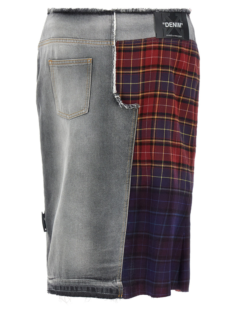 Off White Patchwork Skirt | Urbalenti™ NYC
