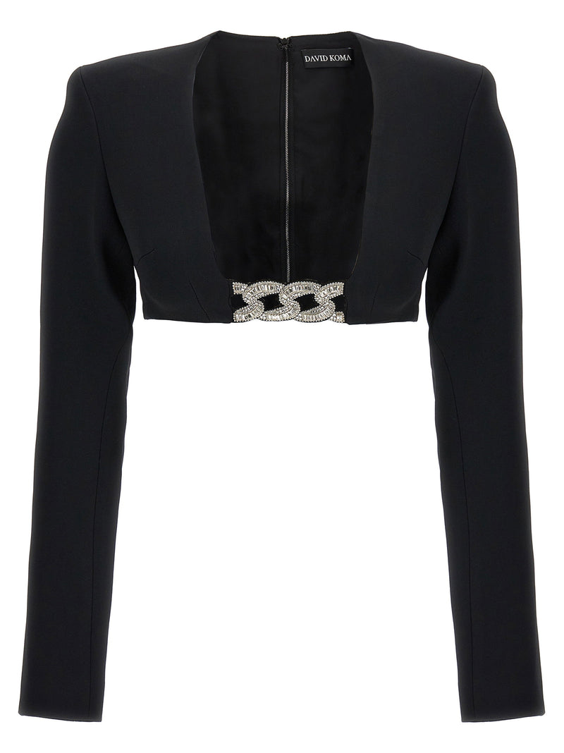 David Koma David Koma Top 3d Crystsal Chain And Square Neck
