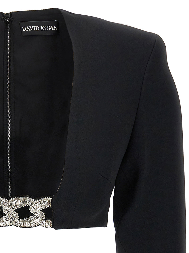 David Koma David Koma Top 3d Crystsal Chain And Square Neck
