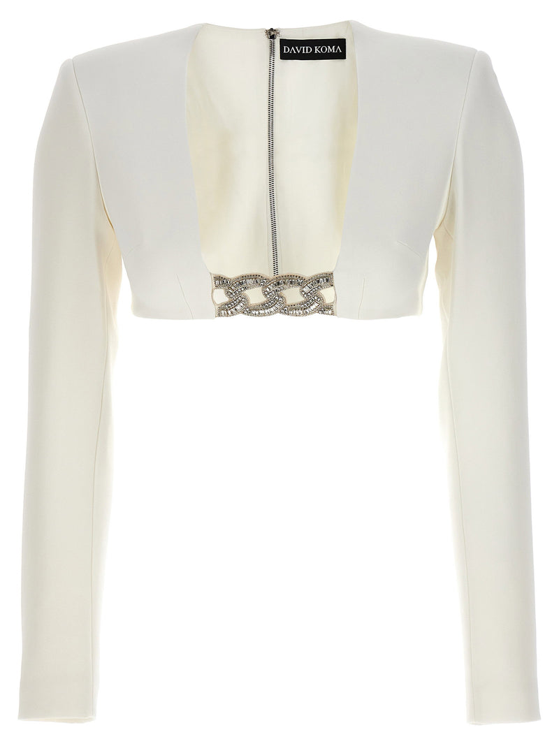 David Koma David Koma Top 3d Crystsal Chain And Square Neck
