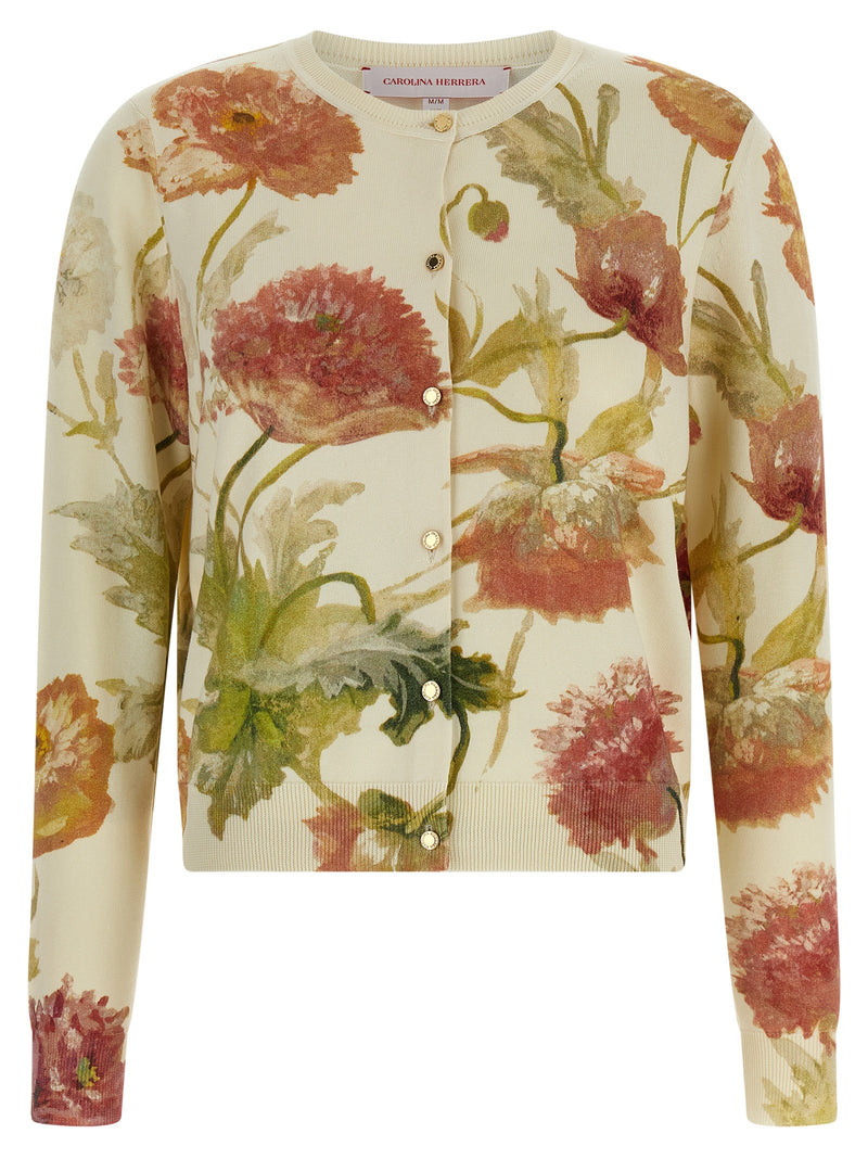 Carolina Herrera Floral Print Cardigan | Urbalenti™ NYC