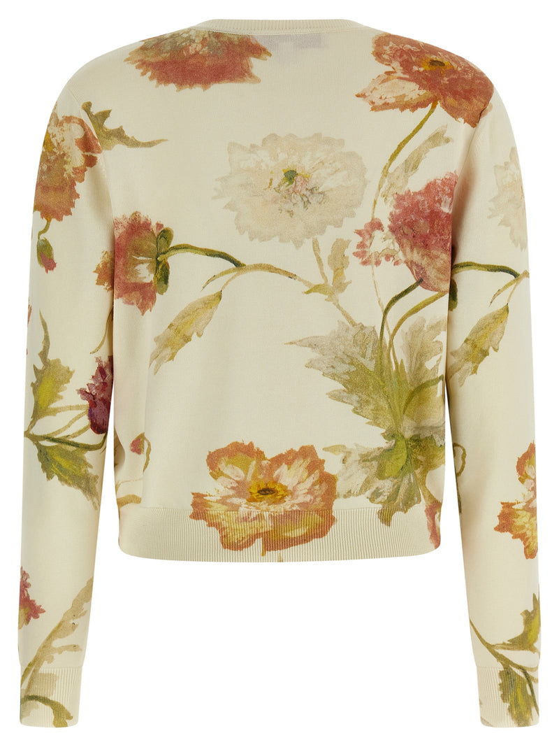 Carolina Herrera Floral Print Cardigan | Urbalenti™ NYC
