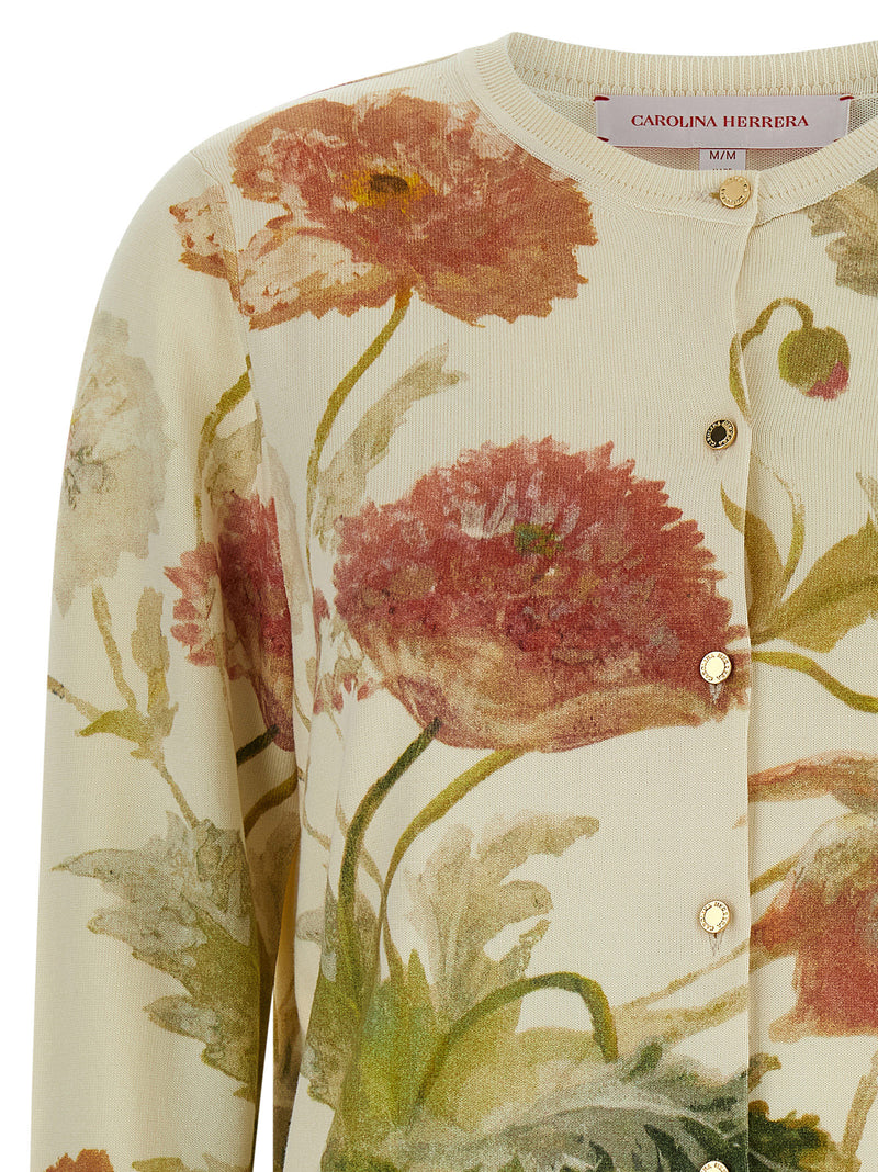 Carolina Herrera Floral Print Cardigan | Urbalenti™ NYC