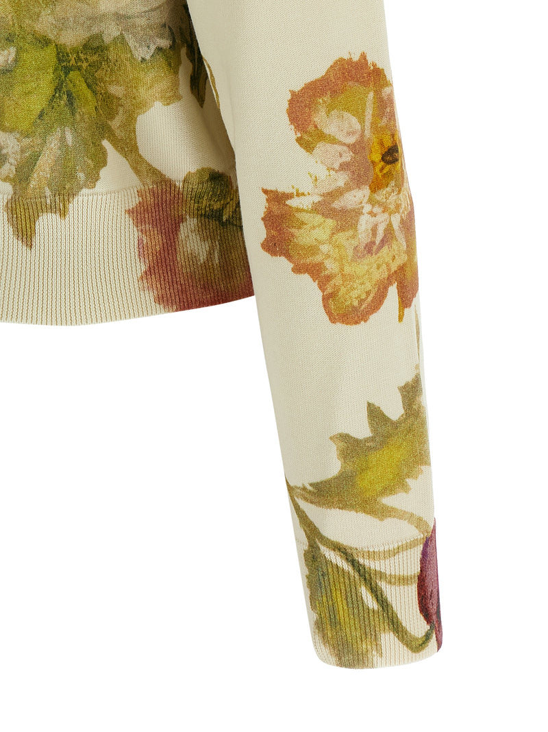 Carolina Herrera Floral Print Cardigan | Urbalenti™ NYC