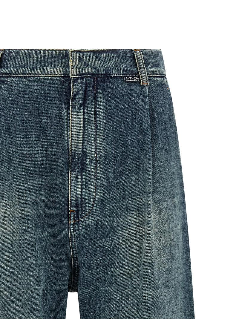 Mm6 Maison Margiela Stonewashed Wide Leg Jeans with Contrast Stitching |... | Urbalenti™ NYC