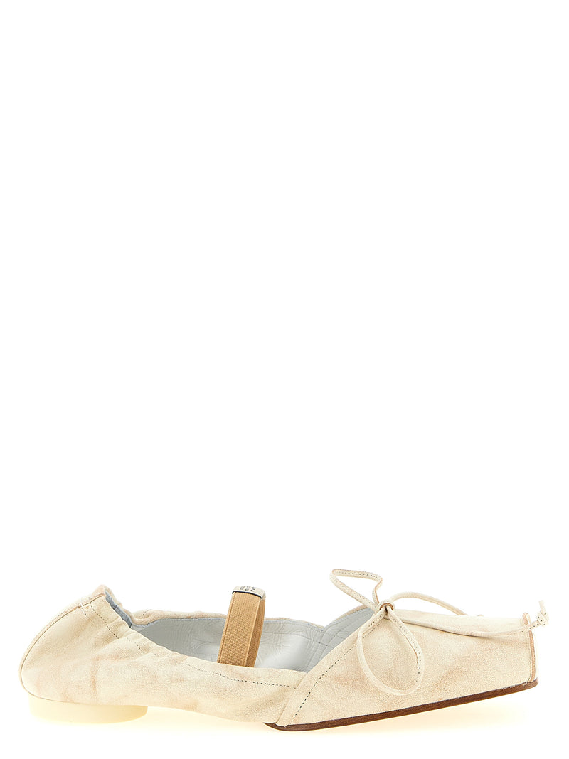 Mm6 Maison Margiela Square Toe Ballet Flats - White Leather - Style 6HB4... | Urbalenti™ NYC