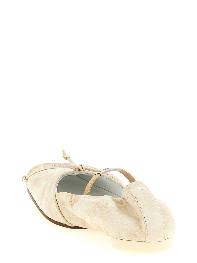 Mm6 Maison Margiela Square Toe Ballet Flats - White Leather - Style 6HB4... | Urbalenti™ NYC