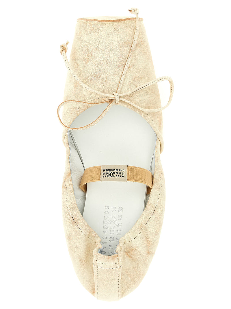 Mm6 Maison Margiela Square Toe Ballet Flats - White Leather - Style 6HB4... | Urbalenti™ NYC