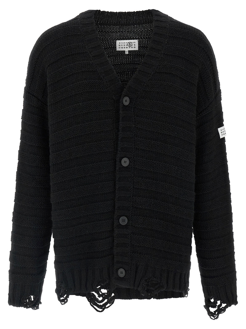 Mm6 Maison Margiela Mm6 Maison Margiela Distressed Wool Cardigan
