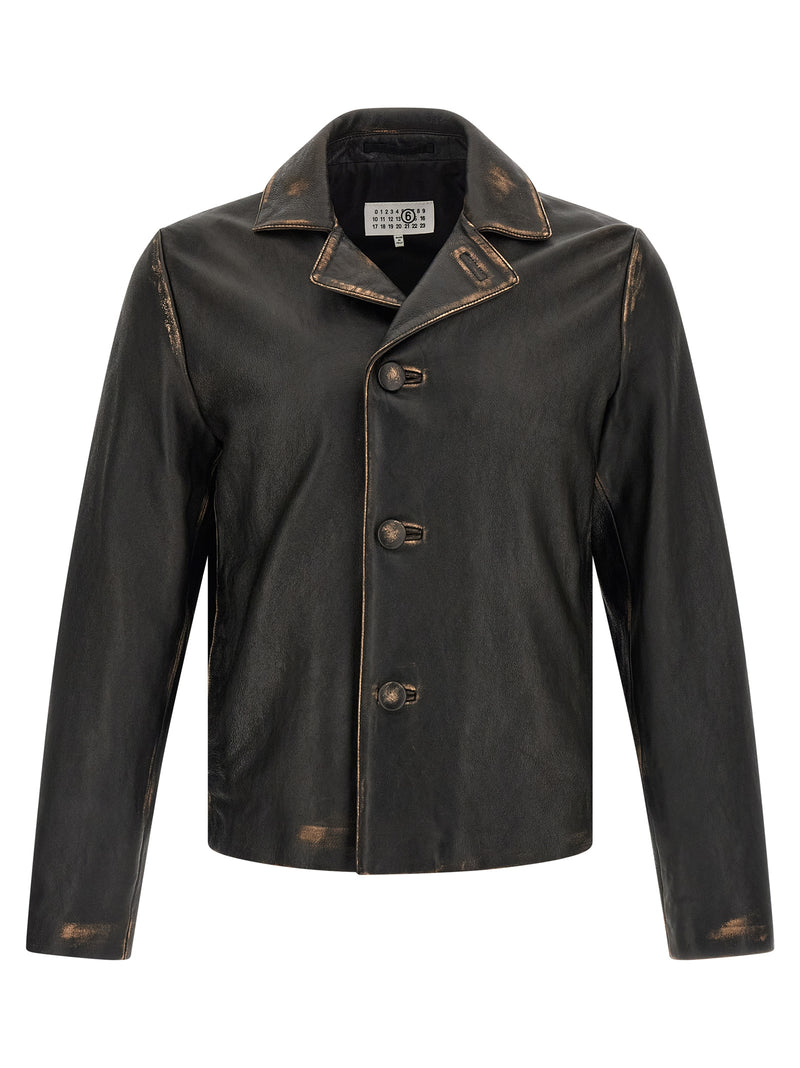 Mm6 Maison Margiela Antiqued Leather Jacket - Style 6M07021900 | Urbalen... | Urbalenti™ NYC