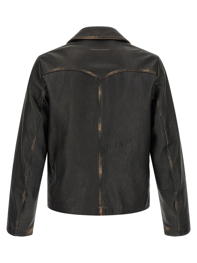 Mm6 Maison Margiela Antiqued Leather Jacket - Style 6M07021900 | Urbalen... | Urbalenti™ NYC