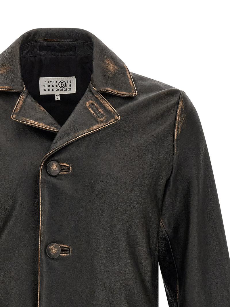 Mm6 Maison Margiela Antiqued Leather Jacket - Style 6M07021900 | Urbalen... | Urbalenti™ NYC