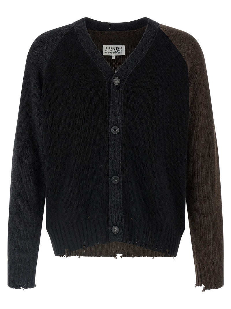 Mm6 Maison Margiela Mm6 Maison Margiela Two-tone Suede Patch Cardigan
