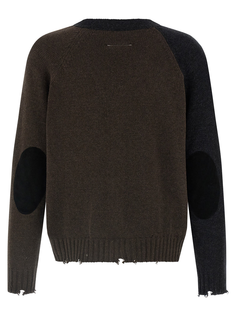 Mm6 Maison Margiela Mm6 Maison Margiela Two-tone Suede Patch Cardigan