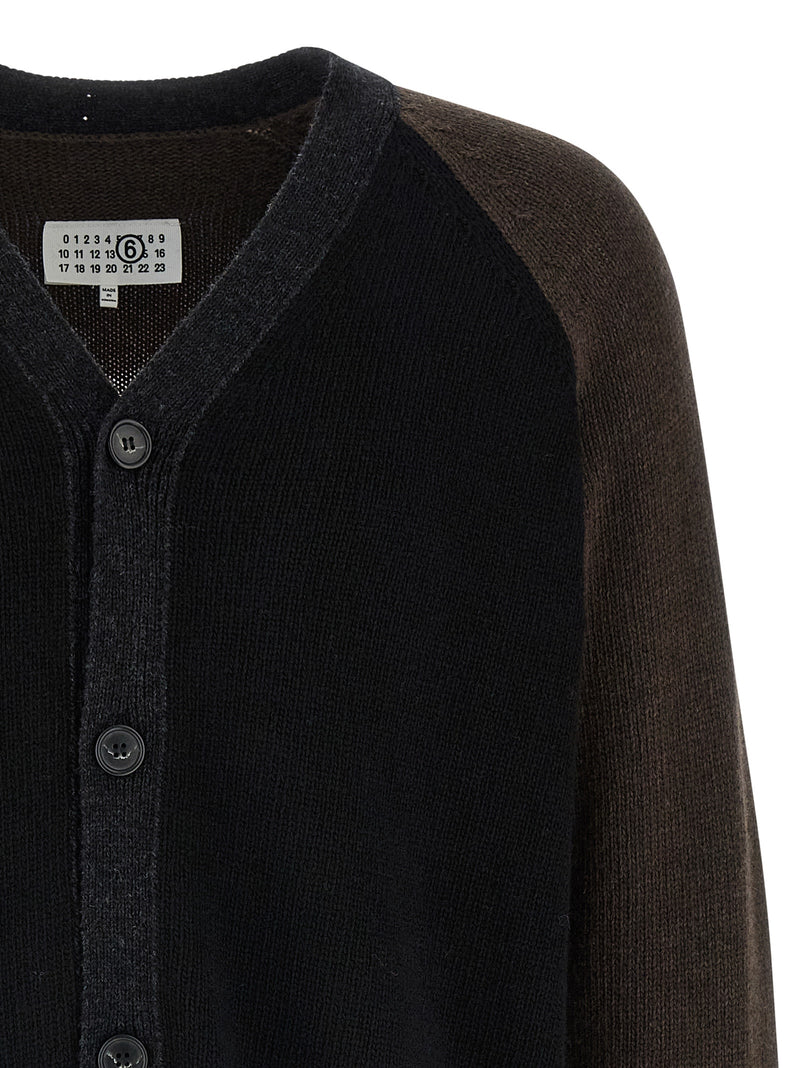Mm6 Maison Margiela Mm6 Maison Margiela Two-tone Suede Patch Cardigan