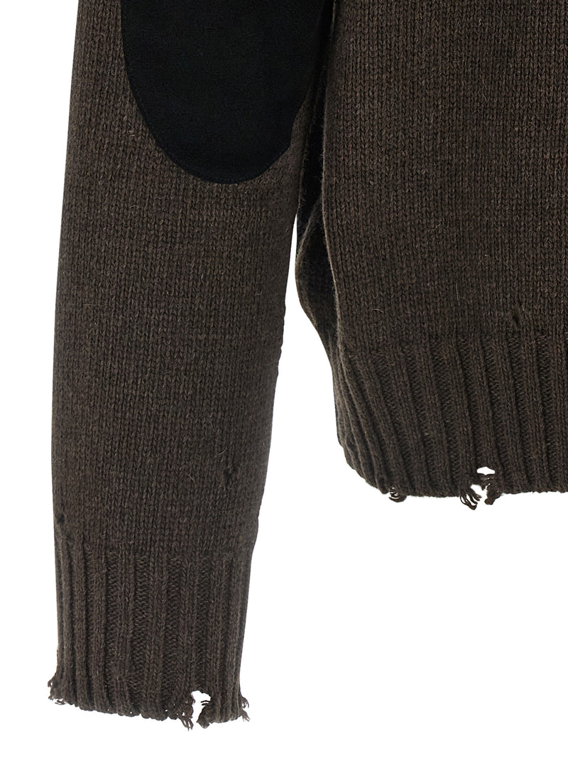 Mm6 Maison Margiela Mm6 Maison Margiela Two-tone Suede Patch Cardigan