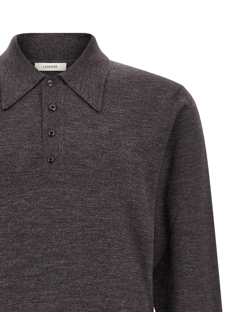Lemaire Lemaire Mouliné Wool Polo Shirt