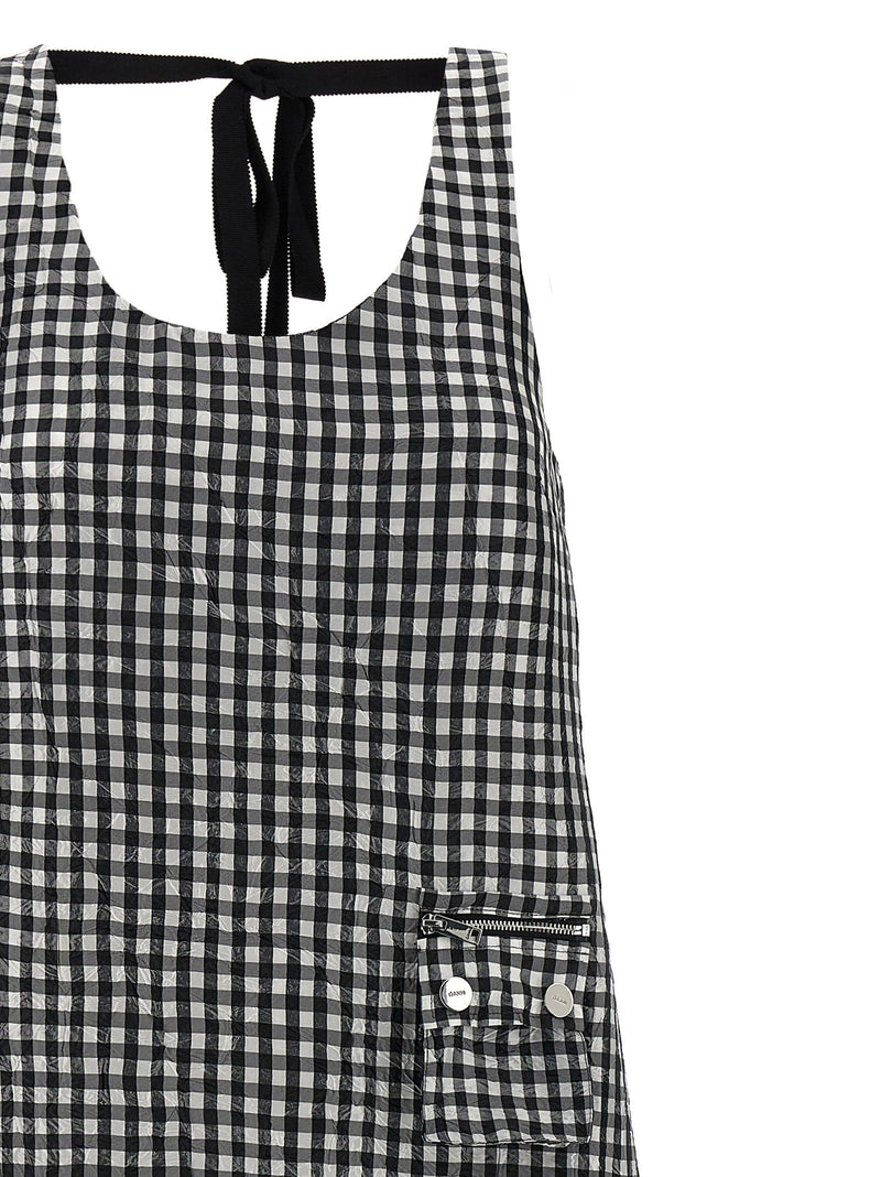 Ganni Ganni Crinkled Check Long Dress