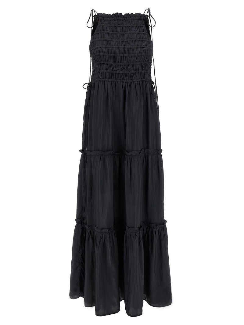 Ganni Ganni Black Smock Tie Dress