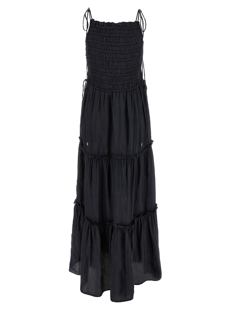 Ganni Ganni Black Smock Tie Dress