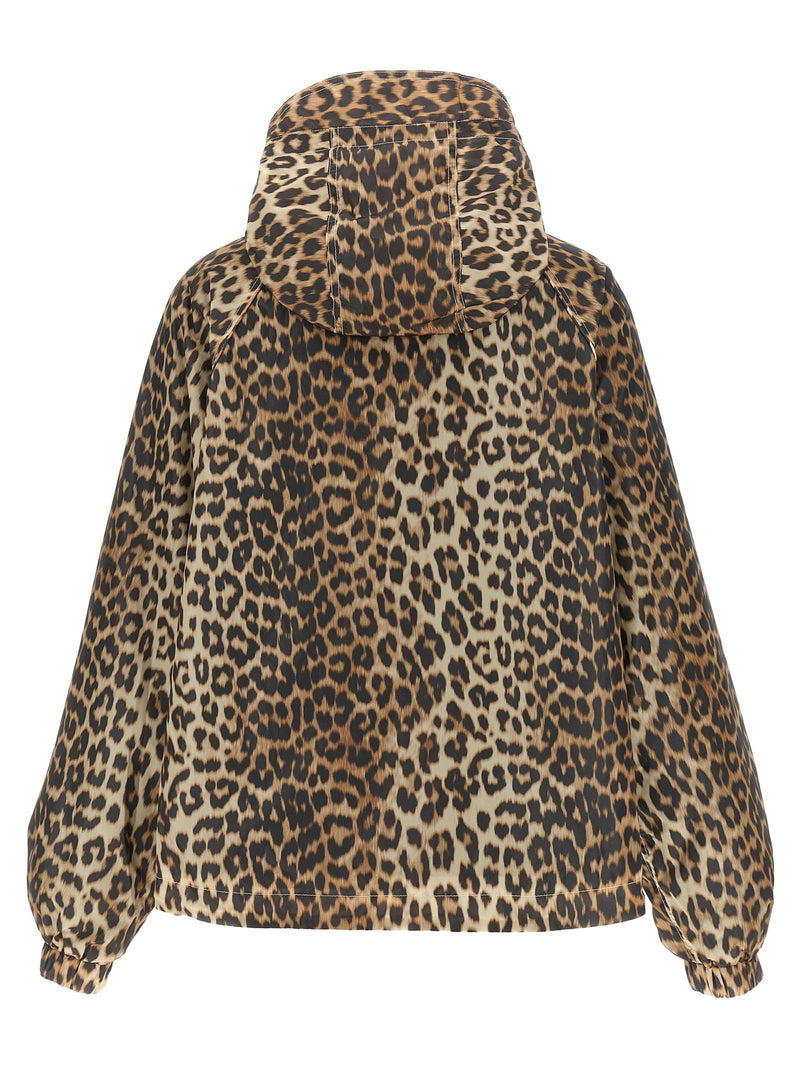 Ganni Ganni Leopard Print Nylon Windbreaker