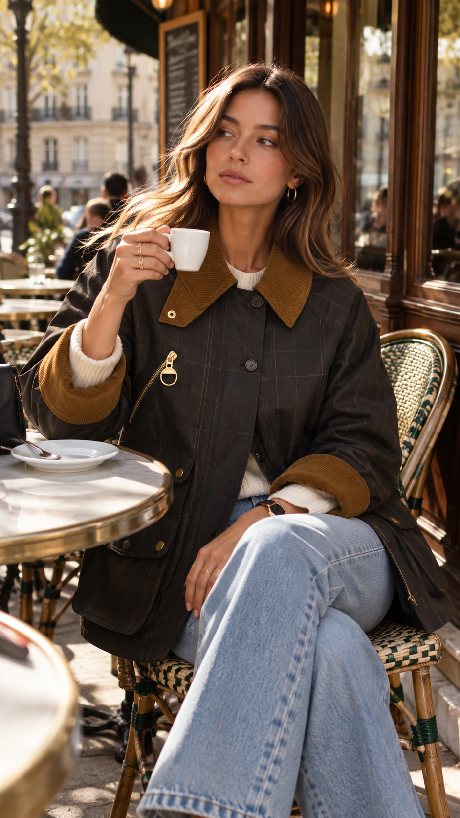 Women's Designer Fashion campaign featuring a woman in an elegant ivory blazer and trousers, showcasing luxury women's clothing and Women's Designer Fashion Shipped from Italy | Urbalenti.